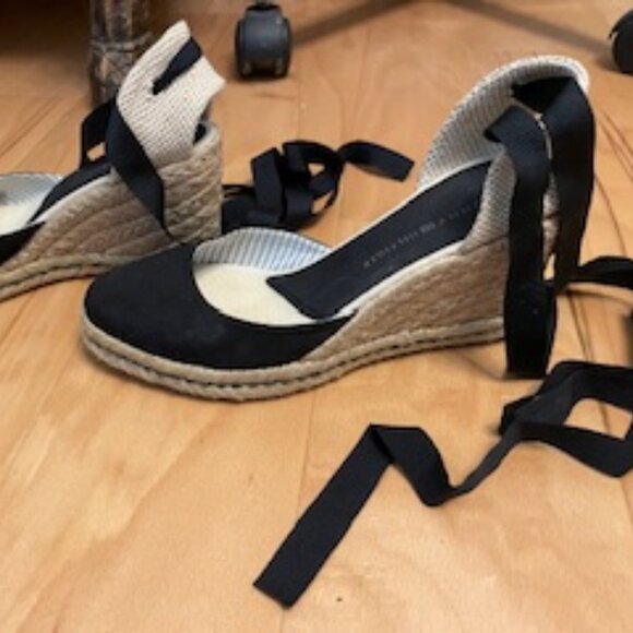 Tommy Hilfiger lace up espadrilles black/beige combo size 6.5M - Picture 5 of 13